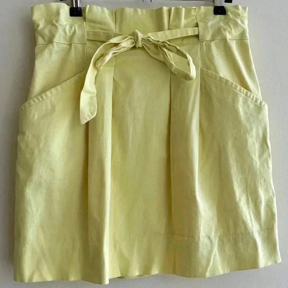 BCBGMaxAzria Paper Bag Skirt, Dusty Yellow, Size 8 - Picture 3 of 16